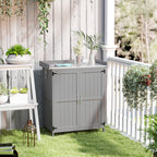 Wooden Garden Shed, Garden Tool Storage Shed with Hinged Roof and Shelf, Outdoor Storage Cabinet with Double Doors Outsunny