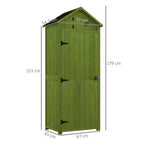 Small Shed, Tall Slim Wooden Garden Shed with 3 Removable Shelves and Roof Hatch, Compact Outdoor Tool Storage Cabinet with Asphalt Roof and Door Latch, 77 x 54.2 x 179 cm Outsunny