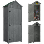 Wooden Garden Shed, Utility Outdoor Small Shed with Lockable Double Doors, Shelves and Roof Hatch Outsunny