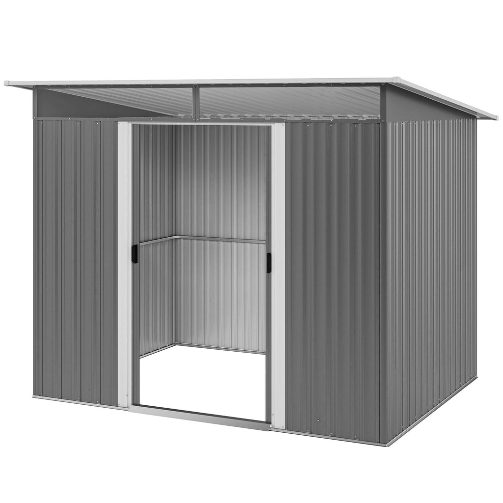 Garden Metal Storage Shed House Hut Gardening Tool Storage w/ Tilted Roof and Ventilation 8.5 x 6ft Outsunny