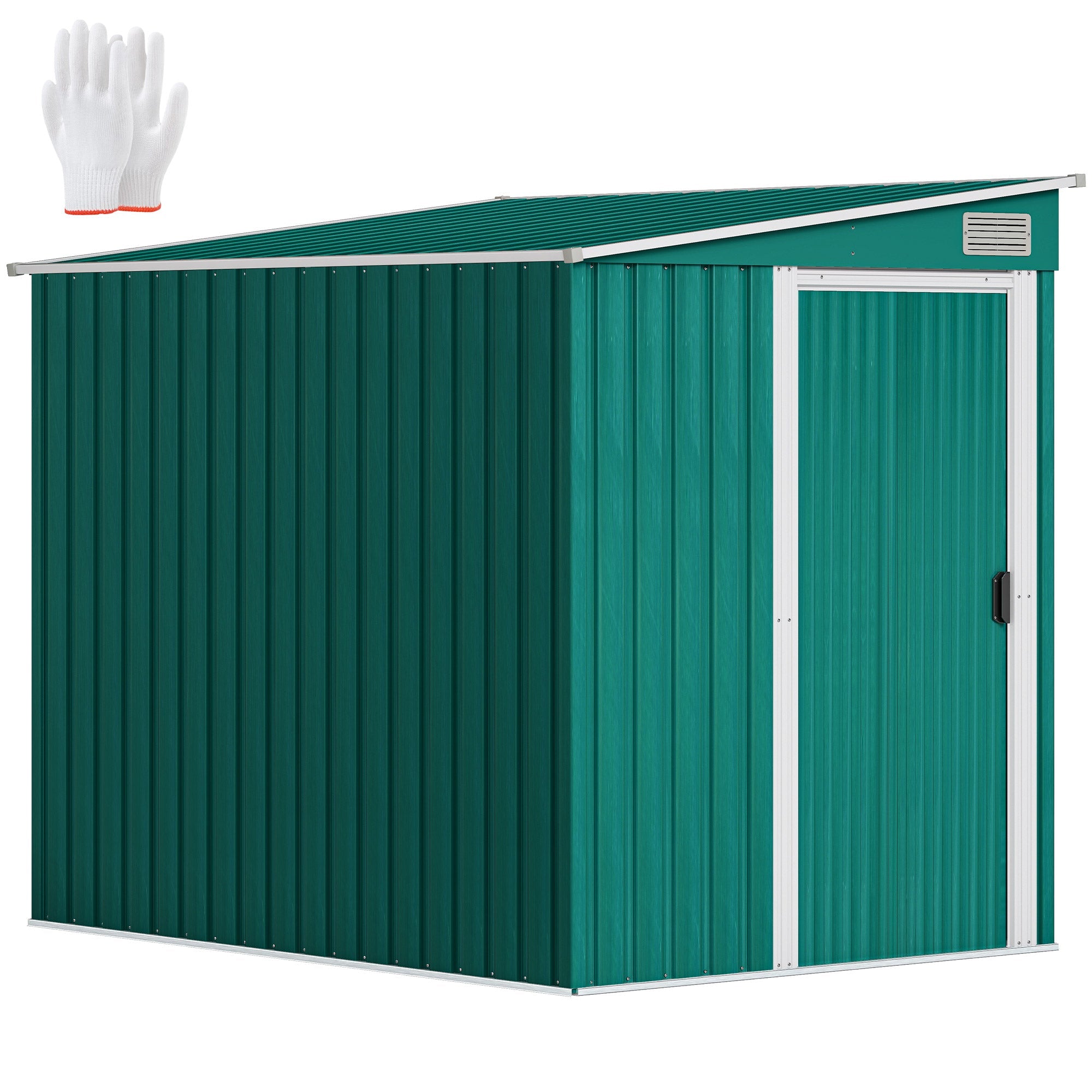 7 x 5ft Galvanised Metal Shed, with Sliding Door Outsunny