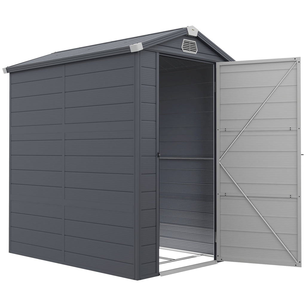 4.4ft x 6.2ft Aluminium Frame and Plastic Wall Shed, with Foundation Outsunny