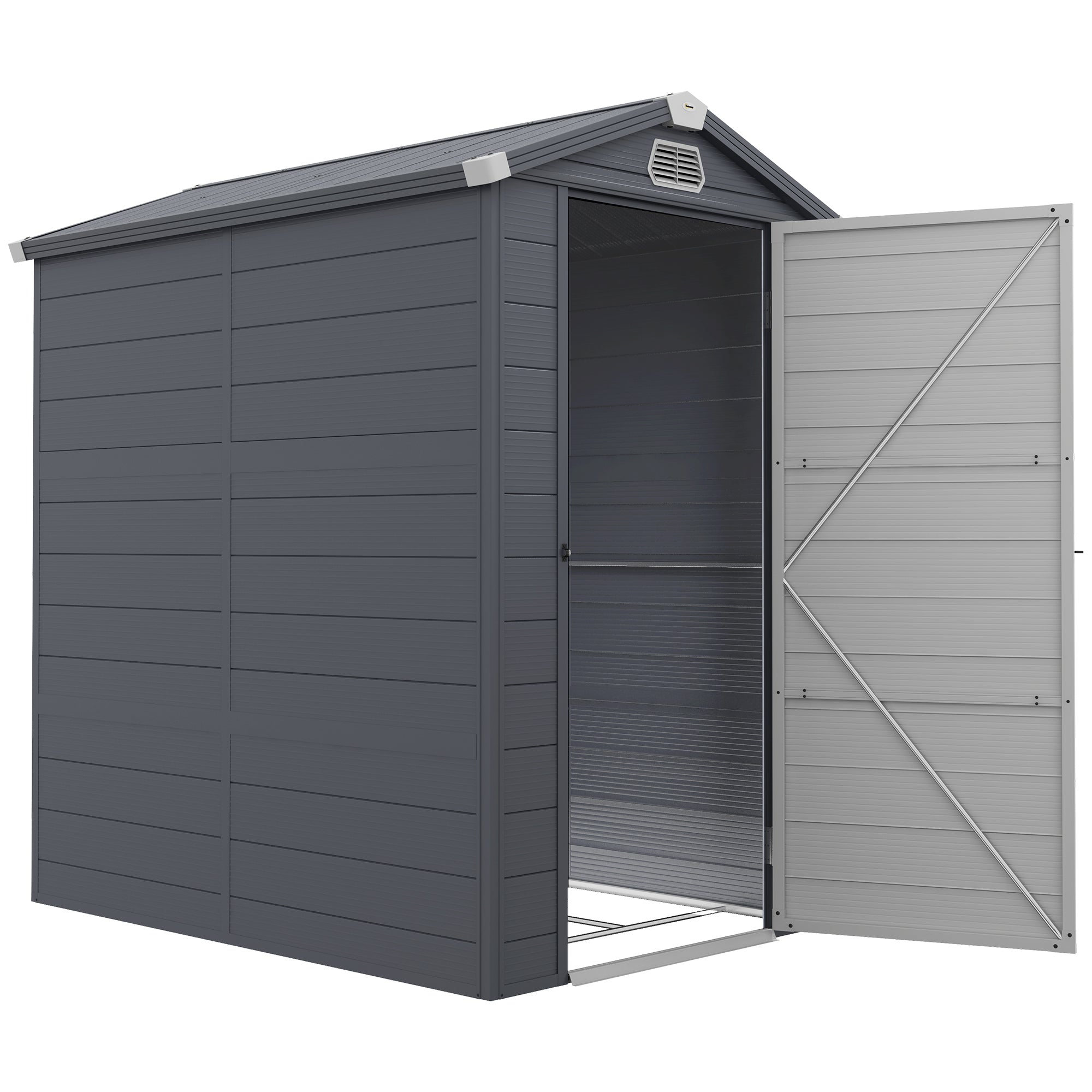 4.4ft x 6.2ft Aluminium Frame and Plastic Wall Shed, with Foundation Outsunny