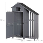 Garden Outdoor Storage Shed Outdoor Tool Shed with 3 Shelves and Tilt Roof, 129x51.5x180cm, Grey Outsunny