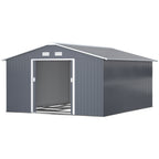 13 x 11ft Metal Garden Shed, Outdoor Storage Tool House with Ventilation Slots, Foundation Kit and Lockable Double Doors