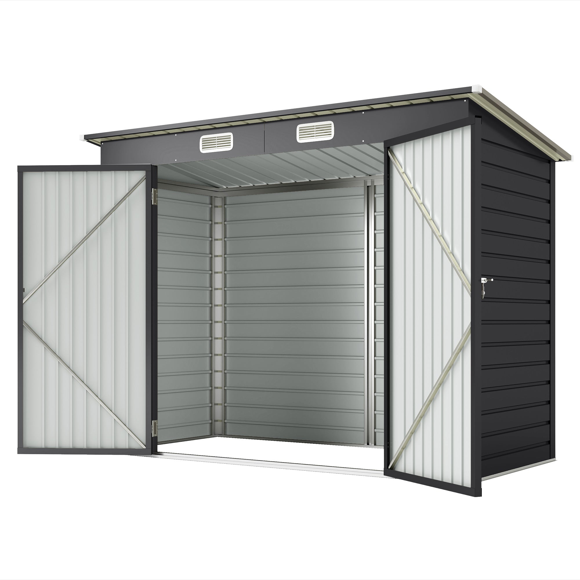 3.7 x 7.9ft Galvanised Steel Shed, with Latched Door and Padlock