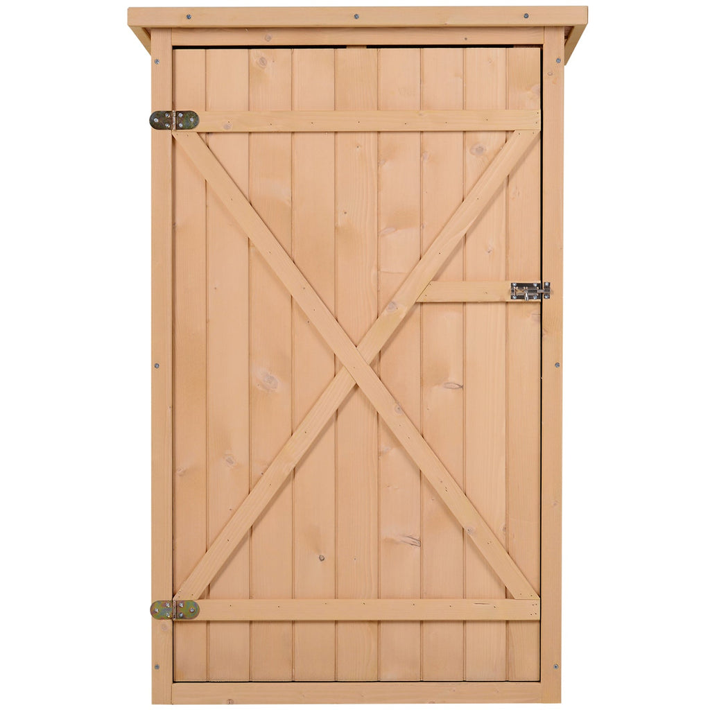 Wooden Small Shed, Garden Storage Shed with Shelves and Bolt Latch, 75L x 56W x115H cm, Natural Outsunny
