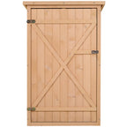 Wooden Small Shed, Garden Storage Shed with Shelves and Bolt Latch, 75L x 56W x115H cm, Natural Outsunny