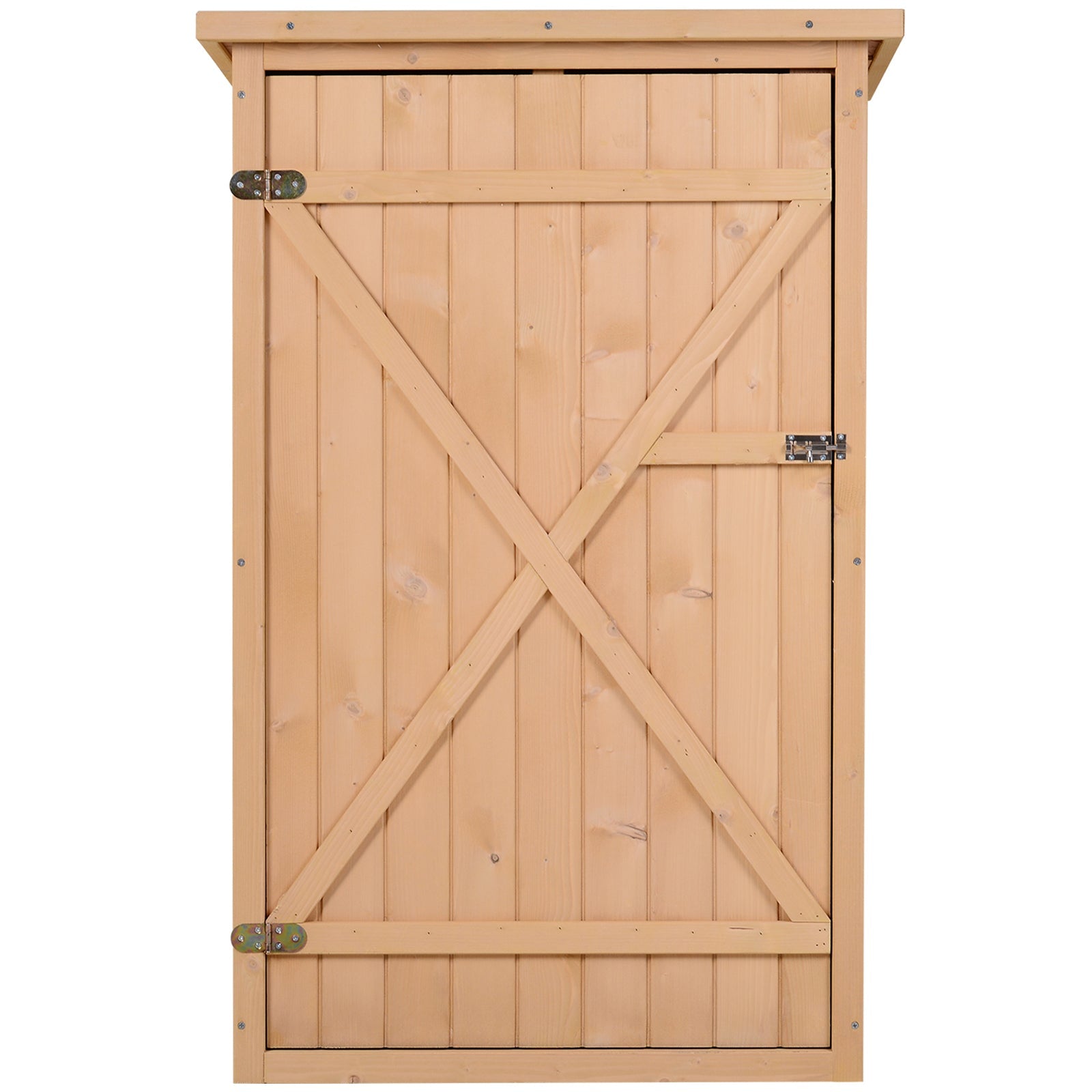 Wooden Small Shed, Garden Storage Shed with Shelves and Bolt Latch, 75L x 56W x115H cm, Natural Outsunny