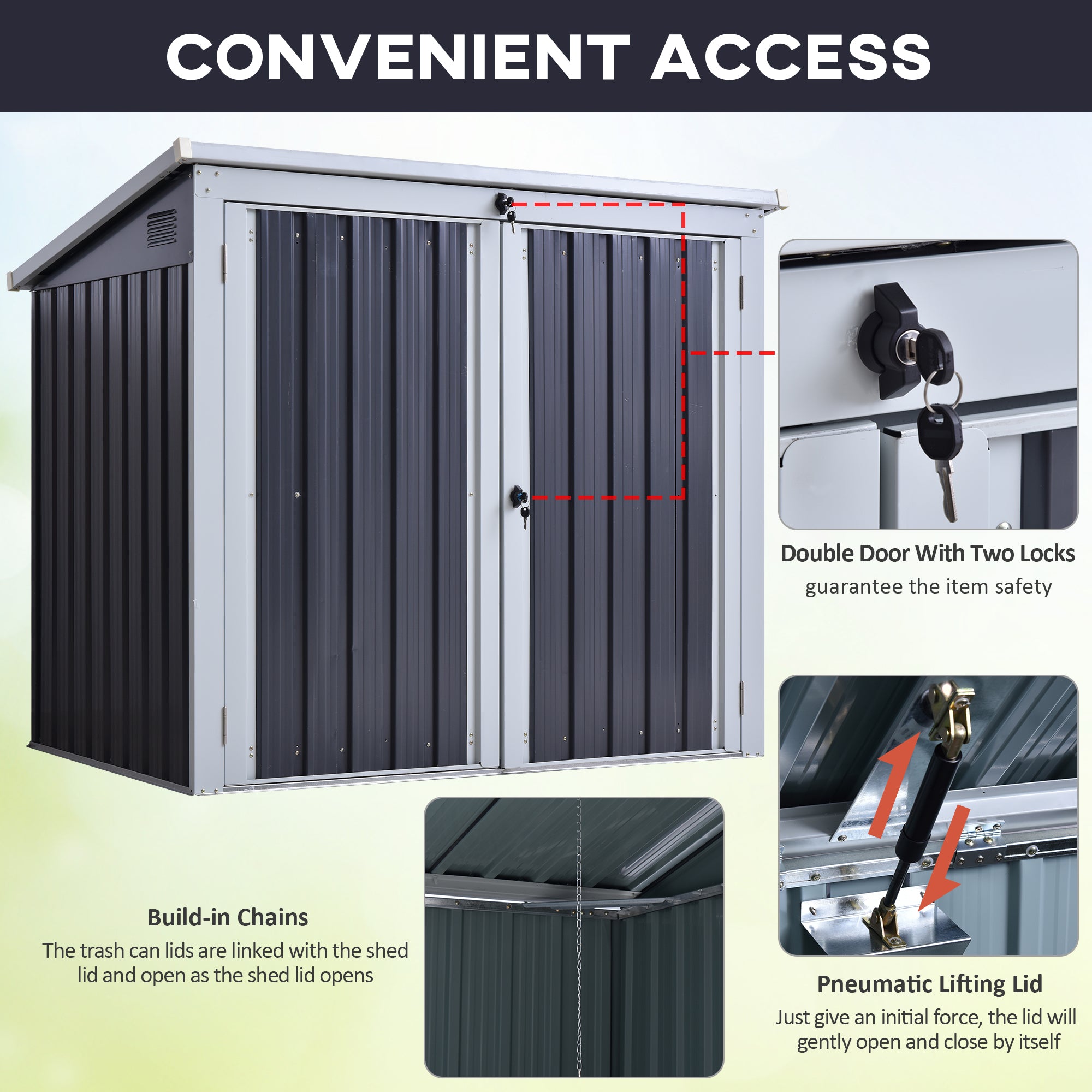 3.2 x 5.1ft Corrugated Steel Two-Bin Storage Shelter