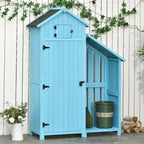 Wooden Shed, Garden Storage Cabinet with Log Store, Waterproof Asphalt Roof and Lockable Door, Narrow Tool Organizer, 130 x 55 x 180 cm Outsunny