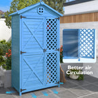 Outdoor Wooden Storage Shed with Ventilation Slots, Weatherproof Roof, Fir Wood Tool House for Garden, Backyard, 90L x 56.5W x 175.5H cm AU Store