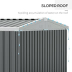 14 x 8ft Outdoor Garden Metal Storage Shed with Lockable Door, Tool Storage Box for Garden, Patio and Lawn, Grey