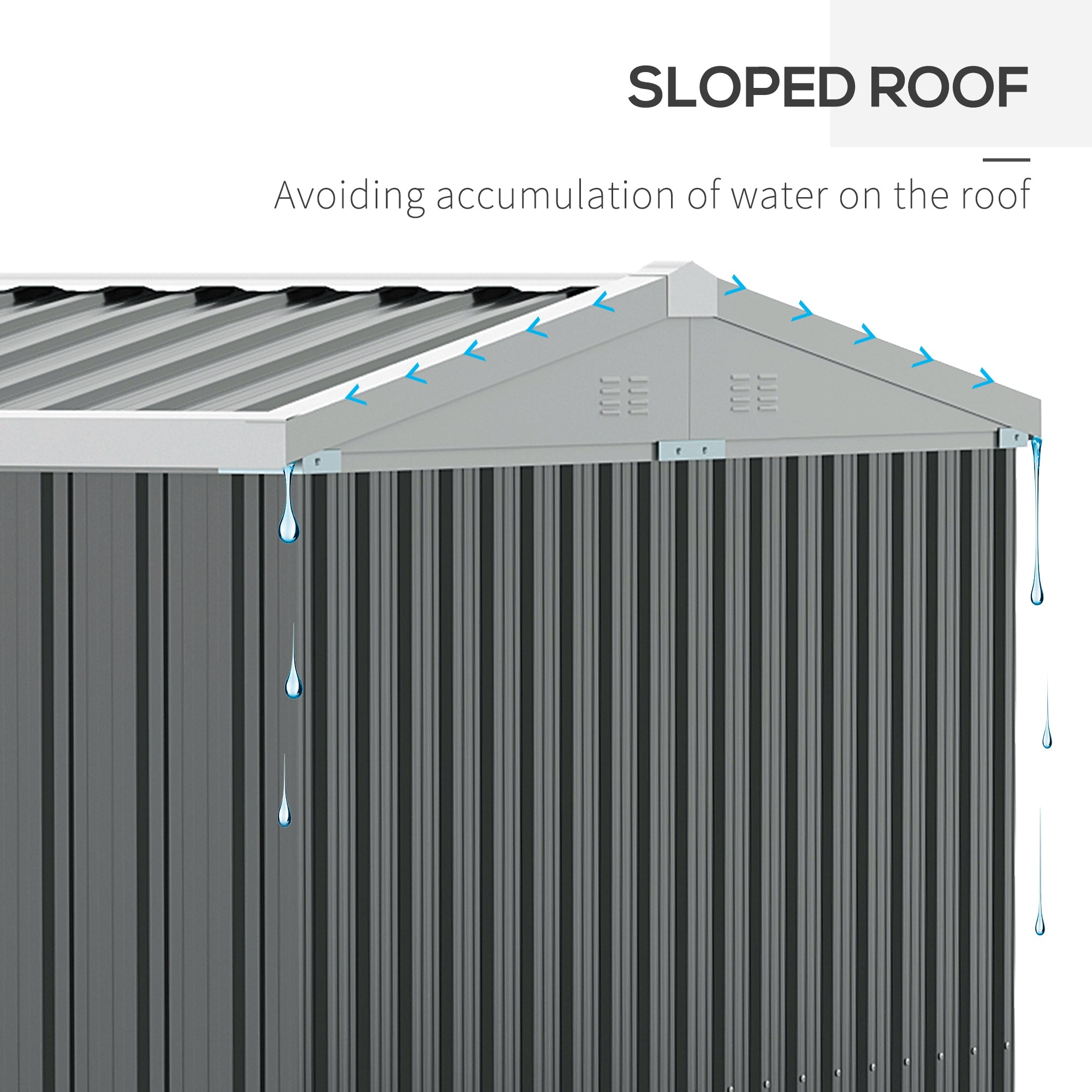 14 x 8ft Outdoor Garden Metal Storage Shed with Lockable Door, Tool Storage Box for Garden, Patio and Lawn, Grey