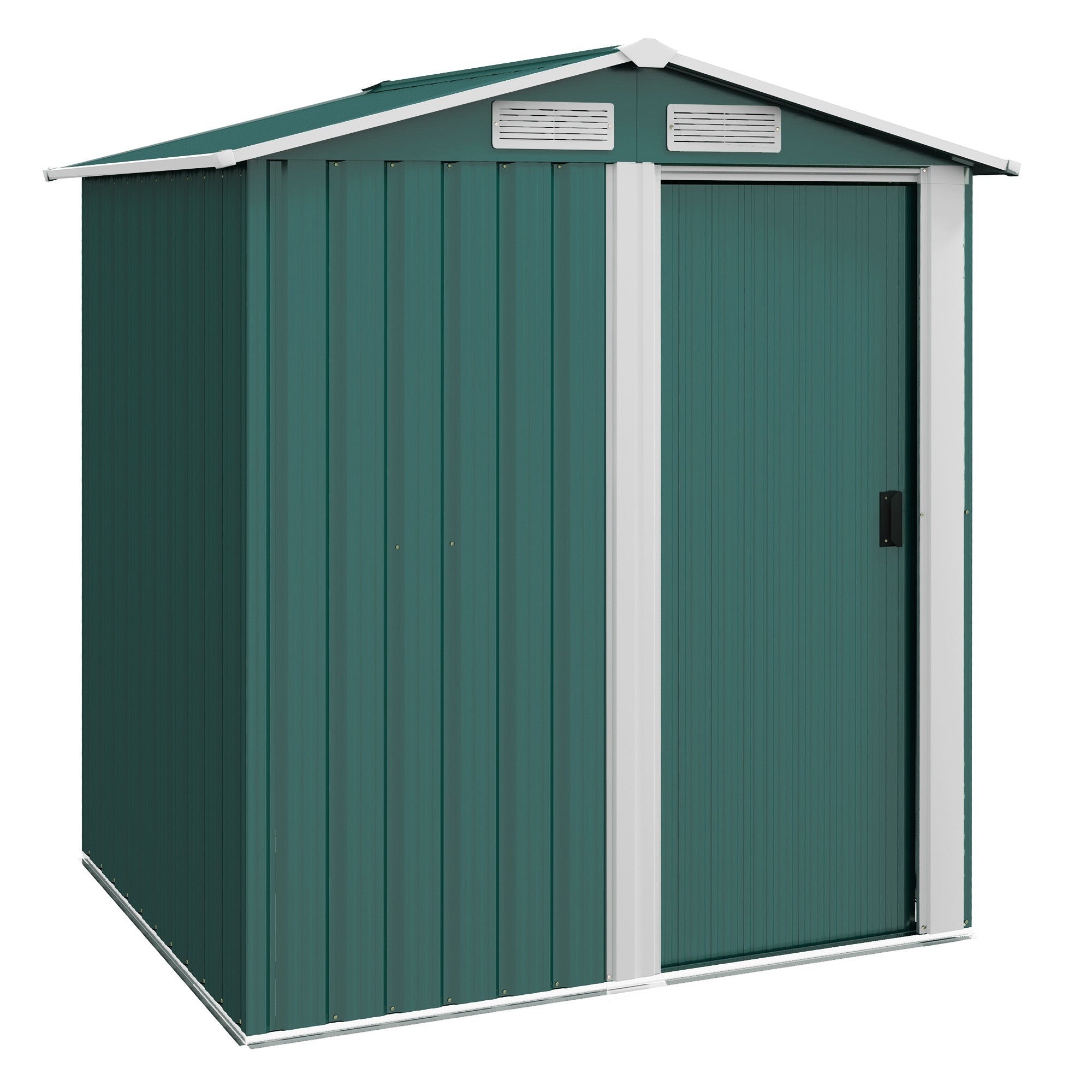 Garden Metal Tool Storage Shed with Sliding Door, Sloped Roof and Floor Foundation, 152 x 132 x 188cm Outsunny