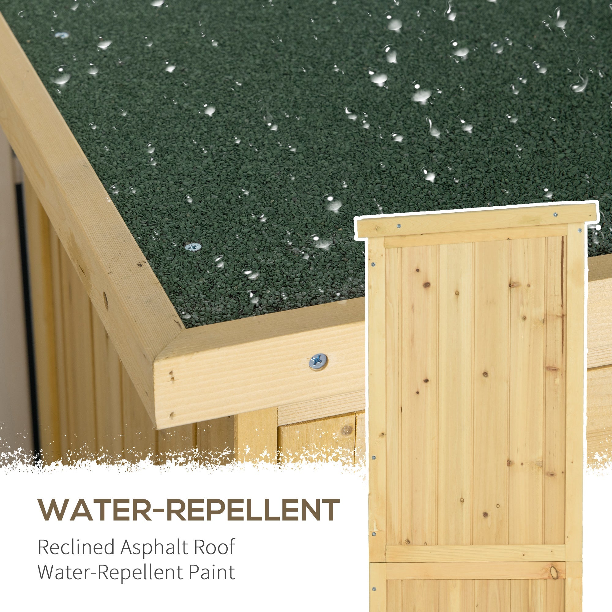 87 x 47 x 160cm Wooden Garden Shed, Sheds & Outdoor Storage with Asphalt Roof and 2 Lockable Doors, Natural Outsunny