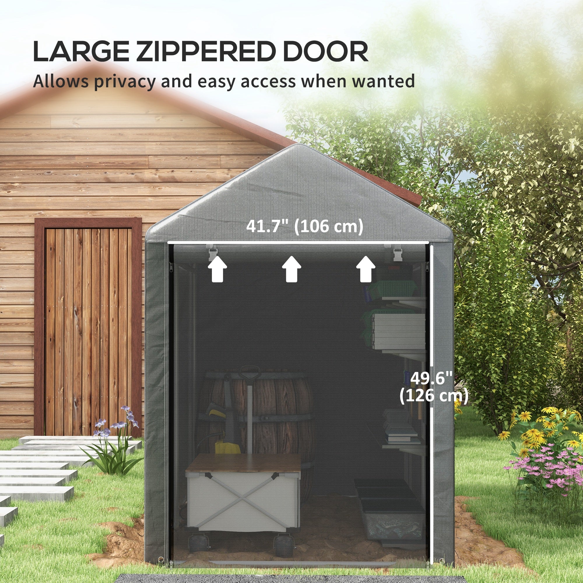 179 x 120cm Temporary Garden Shed, with Accessories - Dark Grey