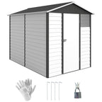 9x 6FT Metal Outdoor Garden Shed, Galvanised Tool Storage Shed w/ Sloped Roof, Lockable Door for Patio Lawn, Dark Grey Outsunny
