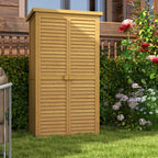 Wooden Garden Storage Shed, Compact Utility Sentry Unit, 3-Tier Shelves Tool Cabinet Organizer with Asphalt Roof and Shutter Design, 87cm x 47cm x 160cm Outsunny