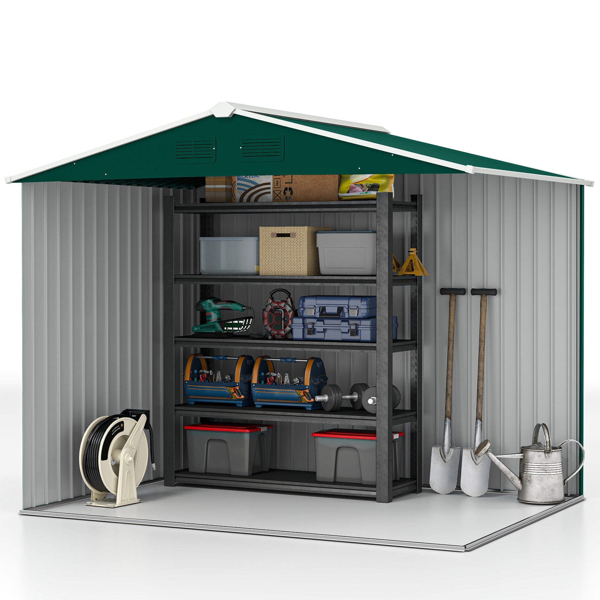 Large Garden Storage Shed, 7.7 x 5.7 with Ventilation Slots and Sliding Doors for Gardeners Outsunny