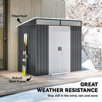 6.5 x 4FT Galvanised Metal Shed with Foundation Kit, Lockable Tool Garden Shed with Double Sliding Doors, Vents Outsunny