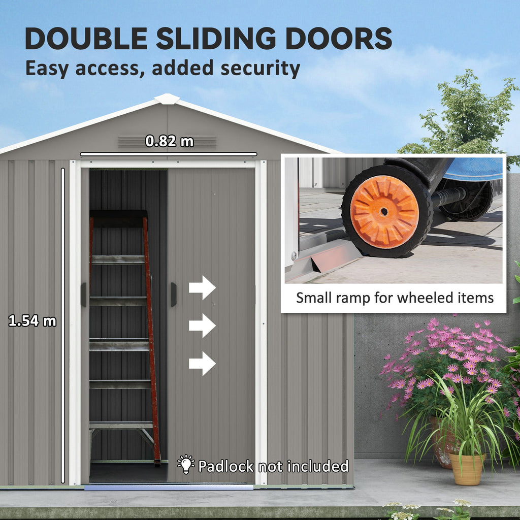 6.5ft x 3.5ft Metal Garden Storage Shed for Outdoor Tool Storage with Double Sliding Doors and 4 Vents Outsunny
