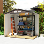 7 x 4ft Metal Garden Shed, Outdoor Storage Tool House with Ventilation Slots, Foundation Kit and Lockable Double Doors Outsunny