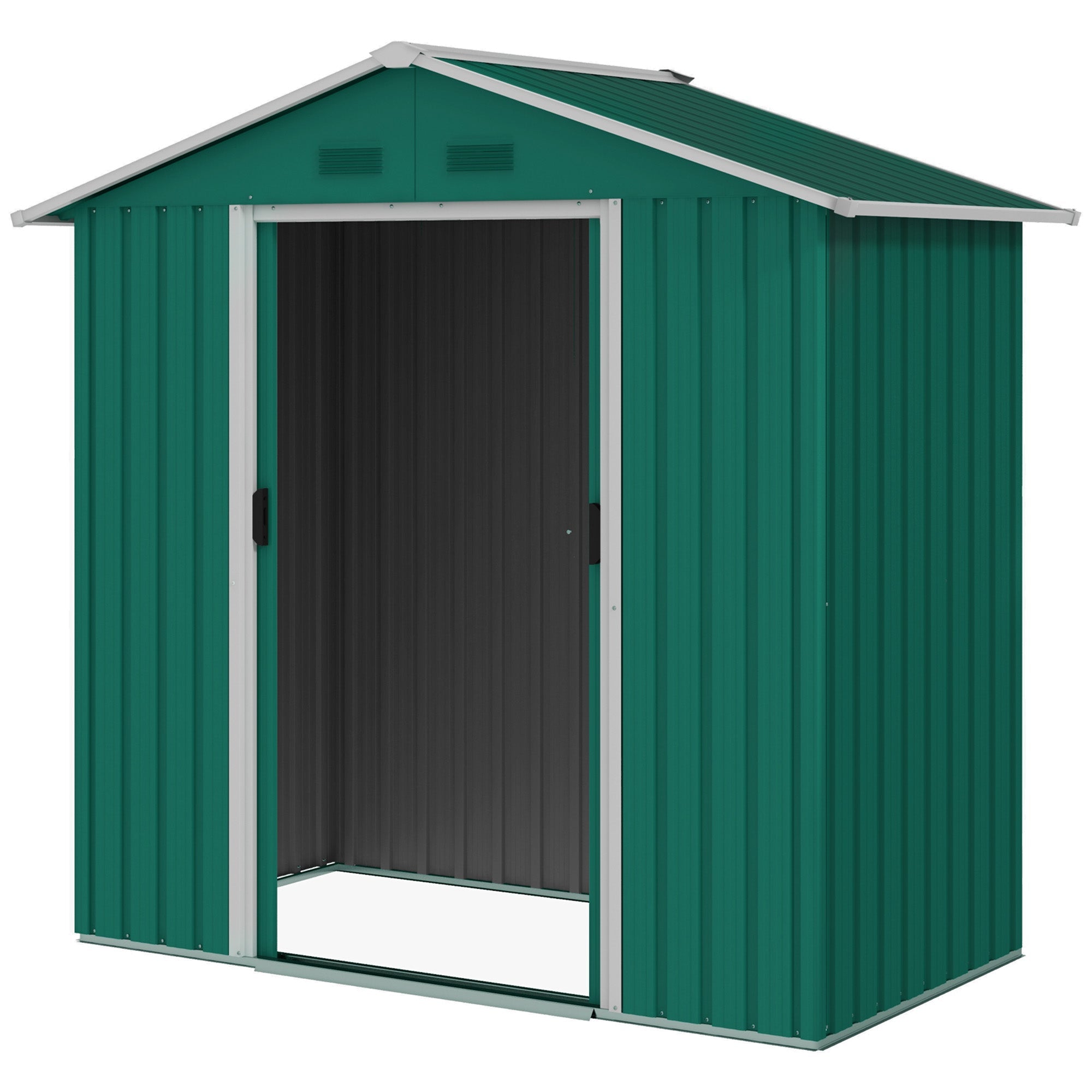 6.5ft x 3.5ft Metal Garden Storage Shed for Outdoor Tool Storage with Double Sliding Doors and 4 Vents Outsunny