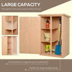 Wooden Small Shed, Garden Storage Shed with Shelves and Bolt Latch, 75L x 56W x115H cm, Natural Outsunny