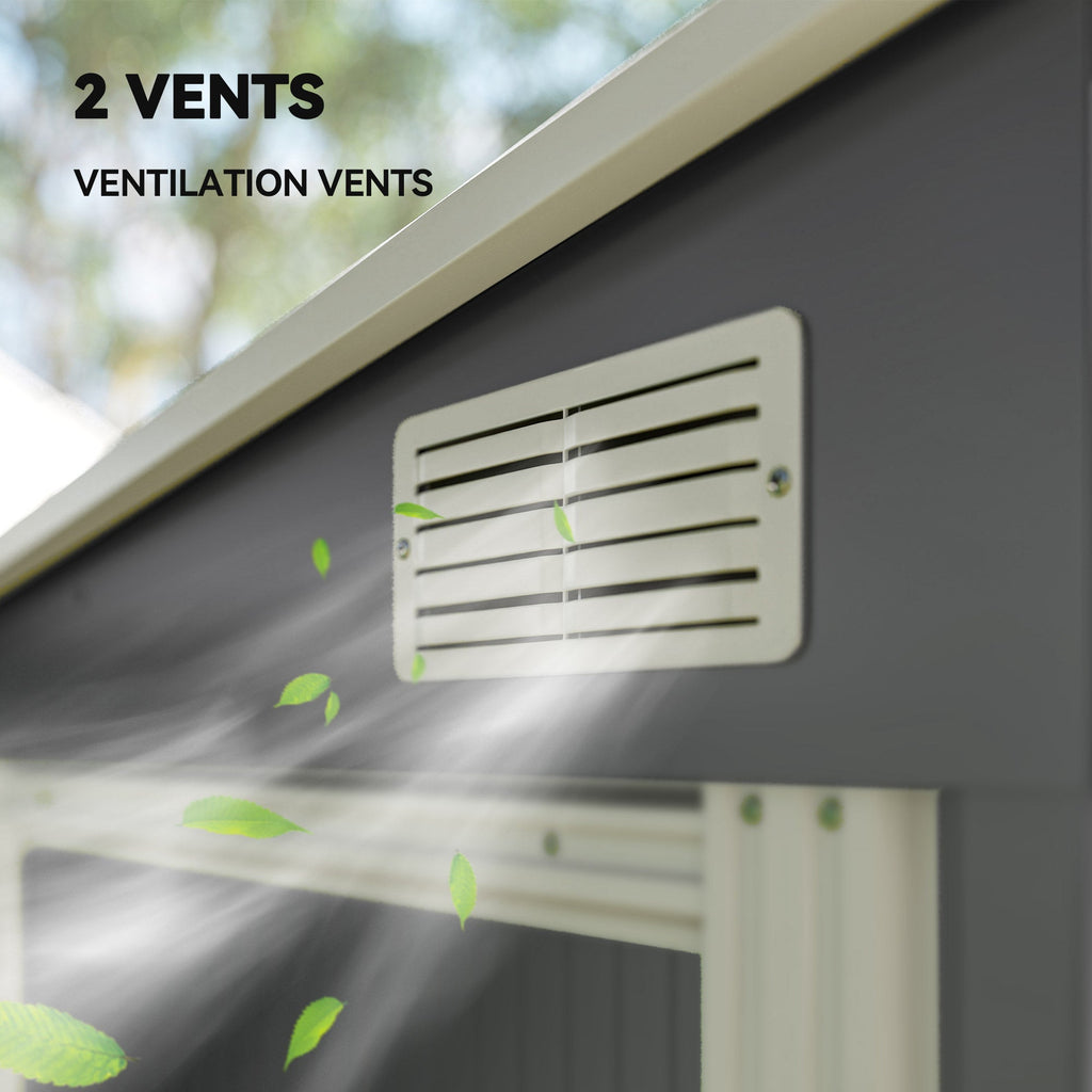 7 x 5ft Galvanised Metal Shed, with Sliding Door Outsunny