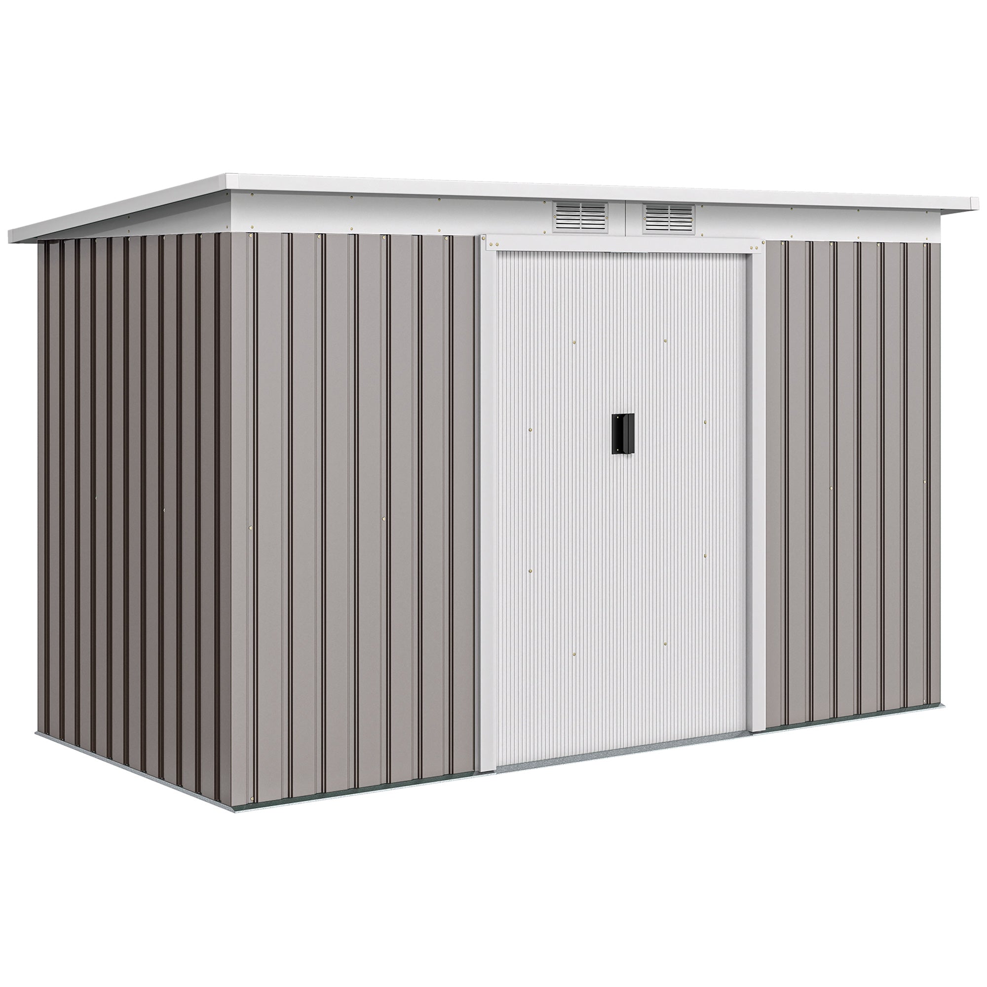 Corrugated Garden Shed 9 x 4 Ventilated Lockable Tool Shed for Outdoor Equipment Outsunny