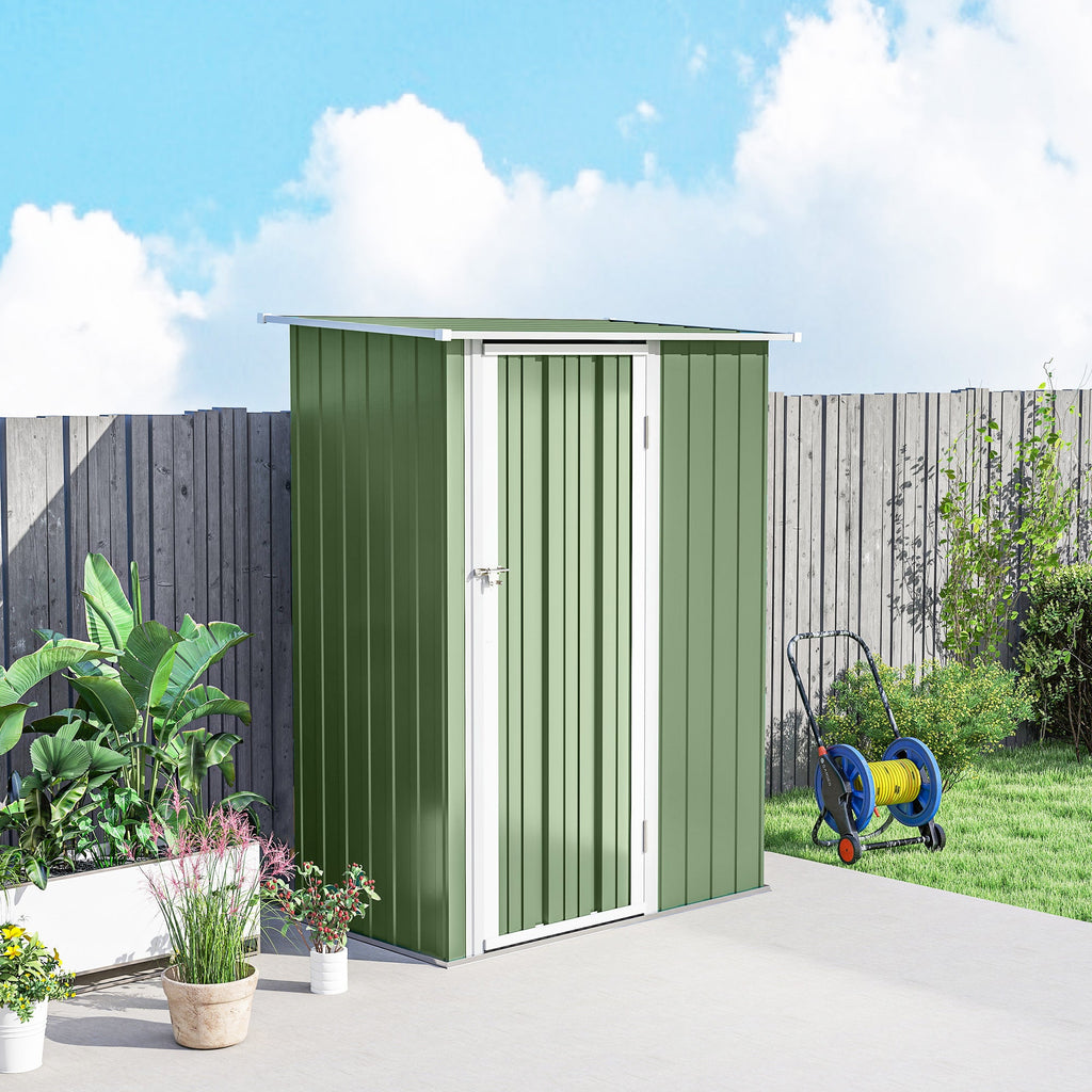 5ft x 3ft Metal Garden Storage Shed, Outdoor Tool Shed with Sloped Roof, Lockable Door for Tools, Equipment Outsunny