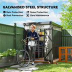 5.3 x 8.5ft Galvanised Steel Garden Shed, Metal Shed with Roof Windows, Leakage Holes and Lockable Wide Door for Outdoor Patio Tool Storage Outsunny
