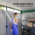 8.5 x 6ft Metal Shed with Lightsky Panels, Garden Storage Tool House with Double Doors for Garden, Patio and Lawn Outsunny