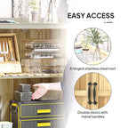 43 x 74cm Fir Wood Shed, with Metal Worktop - Natural Finish Outsunny