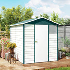 9x 6FT Metal Outdoor Garden Shed, Galvanised Tool Storage Shed w/ Sloped Roof, Lockable Door for Patio Lawn, Green Outsunny
