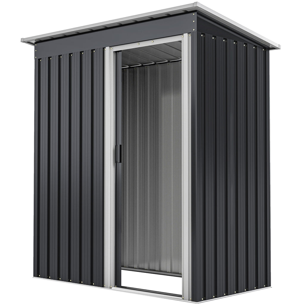 5 x 3ft Garden Storage Shed with Sliding Door and Sloped Roof Outdoor Equipment Tool Outsunny