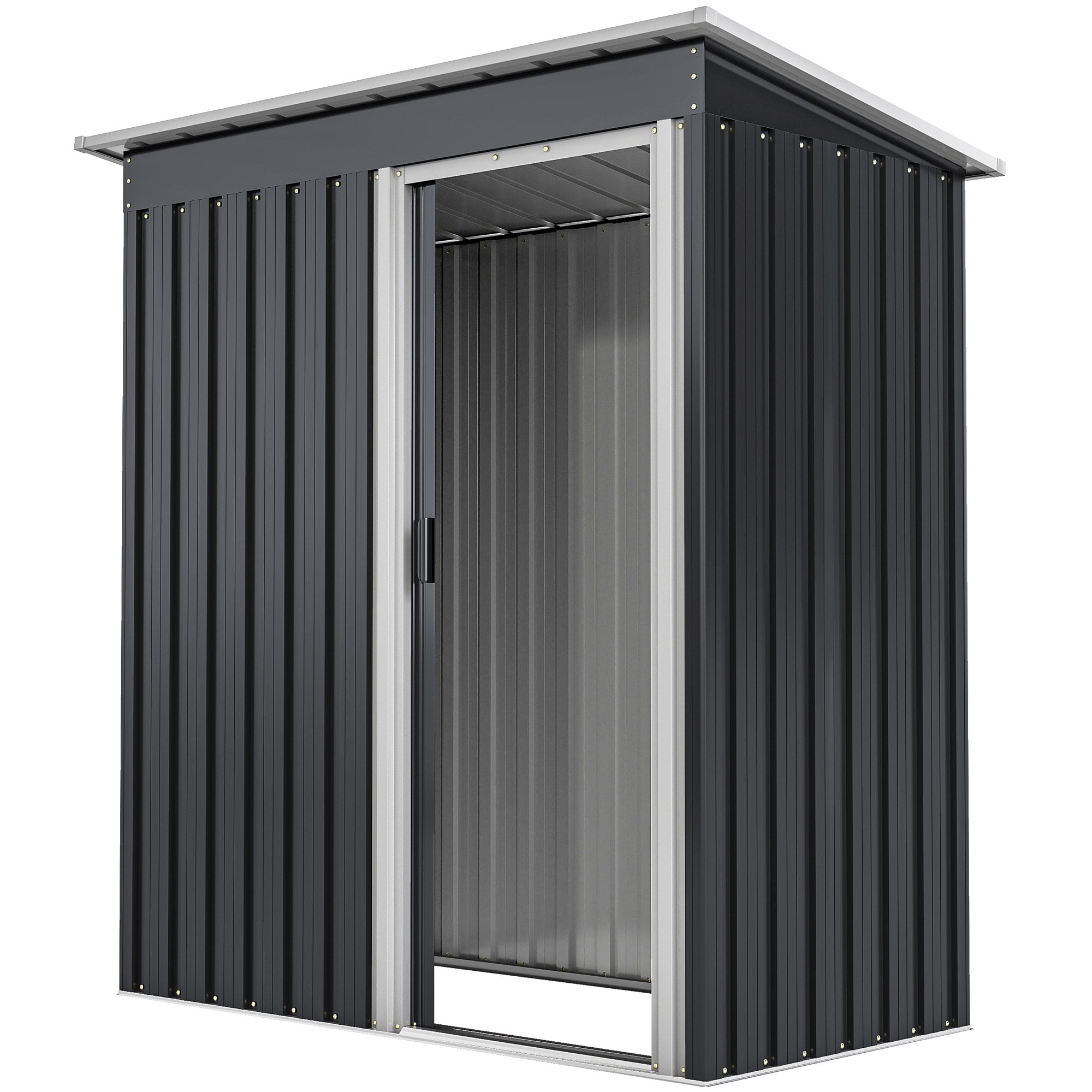 5 x 3ft Garden Storage Shed with Sliding Door and Sloped Roof Outdoor Equipment Tool Outsunny