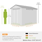 9x 6FT Metal Outdoor Garden Shed, Galvanised Tool Storage Shed w/ Sloped Roof, Lockable Door for Patio Lawn, Green Outsunny