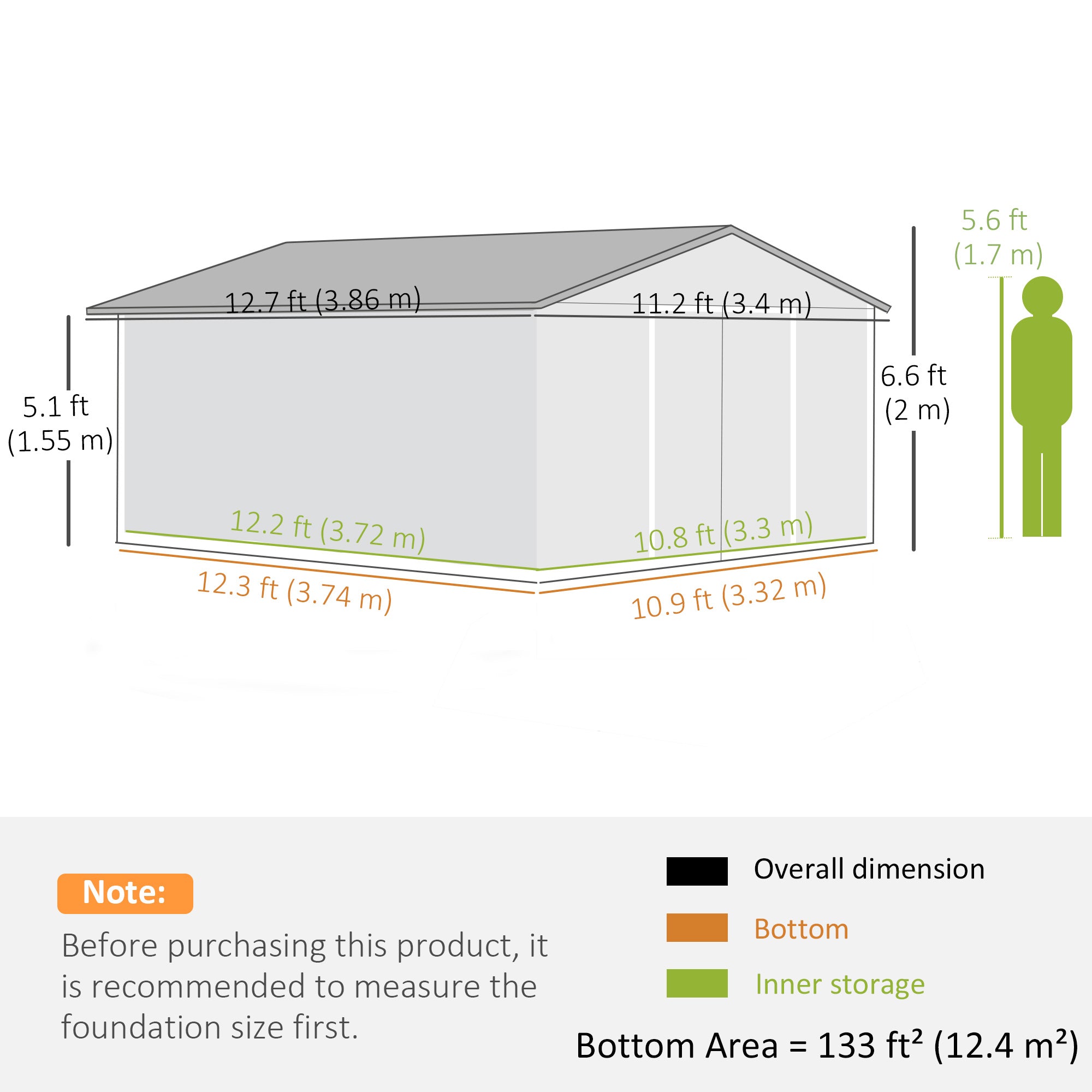 12.5 x 11.1ft Steel Sliding Door Storage Shed