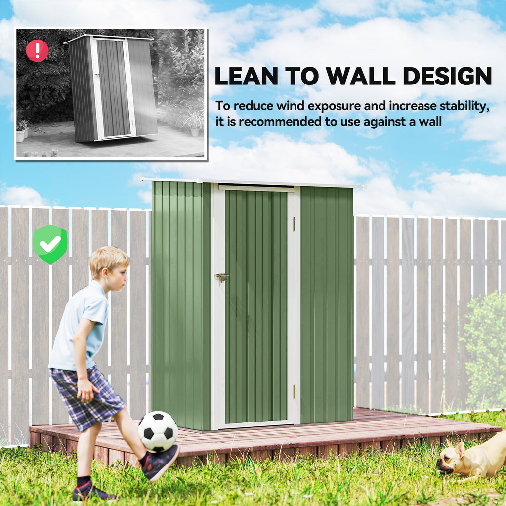 5ft x 3ft Metal Garden Storage Shed, Outdoor Tool Shed with Sloped Roof, Lockable Door for Tools, Equipment Outsunny