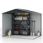 7.7 x 5.7ft Metal Garden Shed, Galvanised Outdoor Tool Storage House with Ventilation Slots and Sliding Doors Outsunny