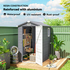 4.4ft x 6.2ft Aluminium Frame and Plastic Wall Shed, with Foundation Outsunny