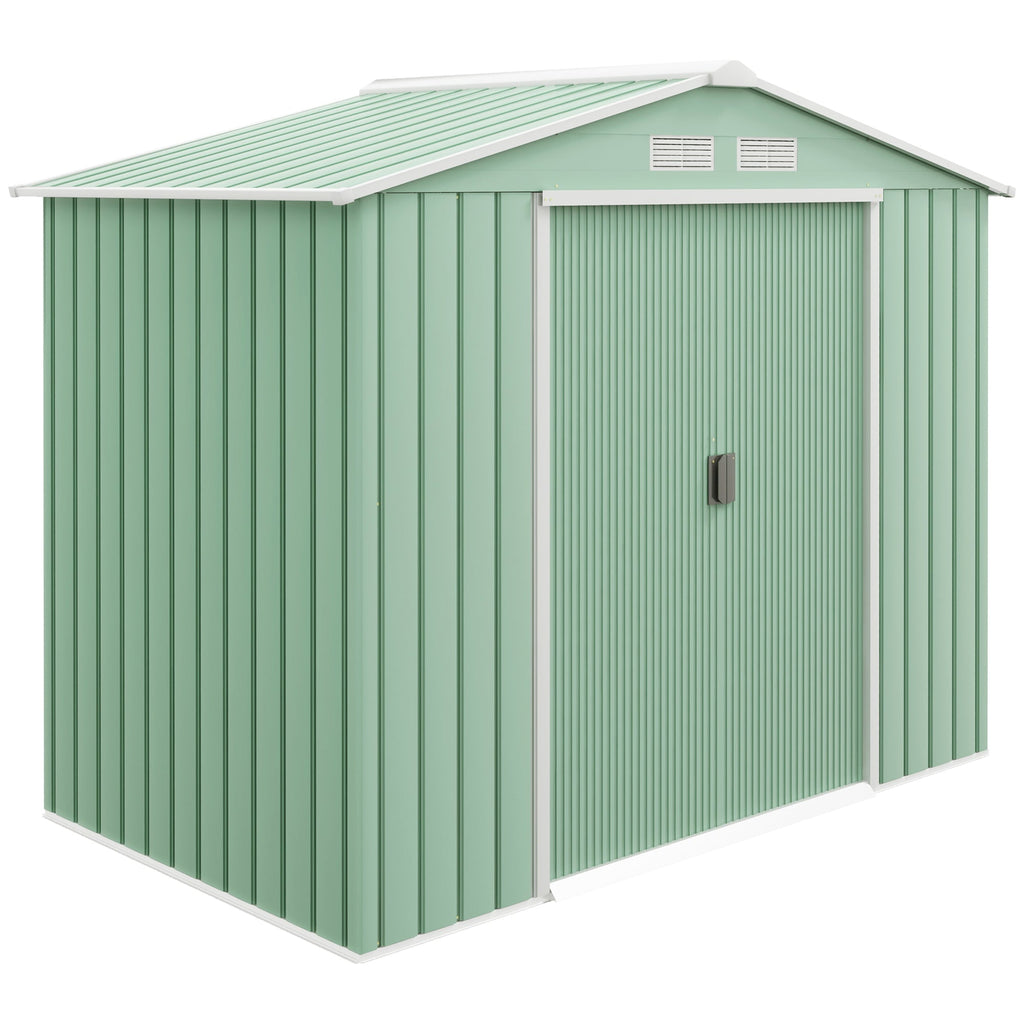 7 x 4ft Metal Garden Shed, Outdoor Storage Tool House with Ventilation Slots, Foundation Kit and Lockable Double Doors Outsunny