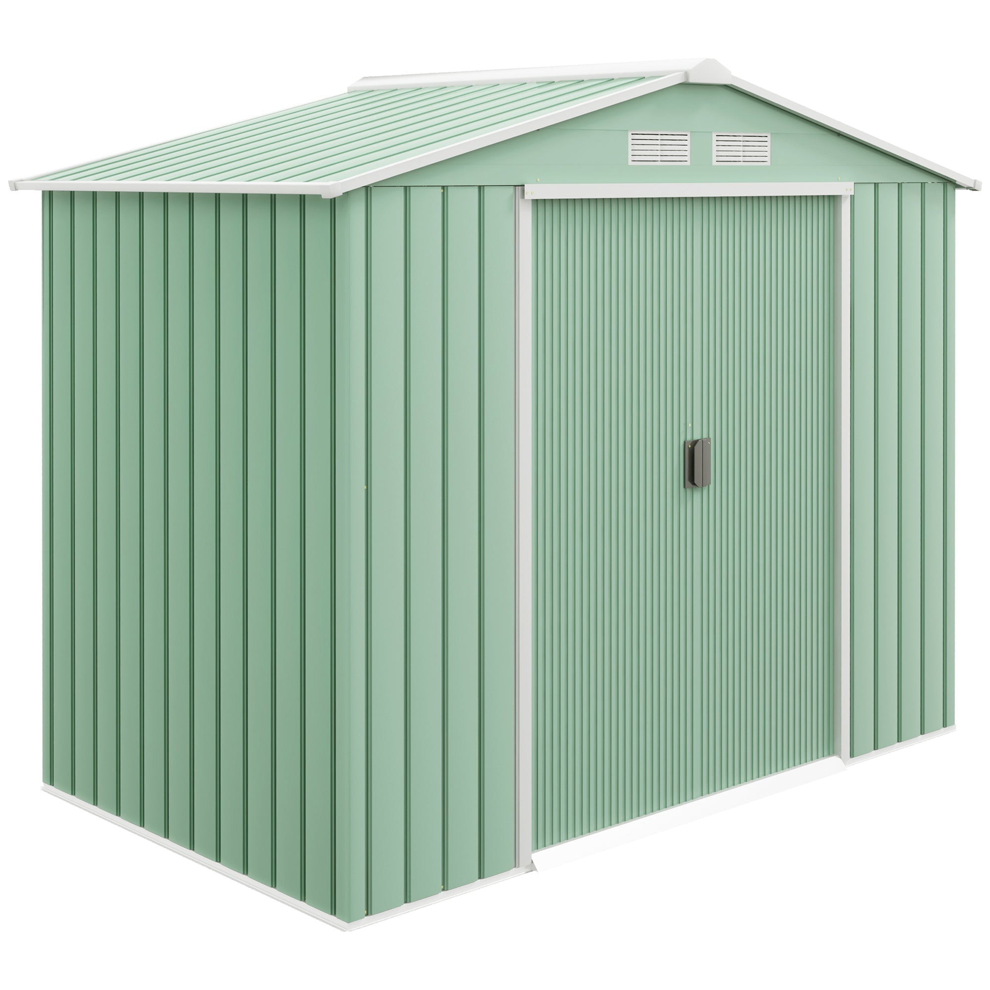 7 x 4ft Metal Garden Shed, Outdoor Storage Tool House with Ventilation Slots, Foundation Kit and Lockable Double Doors Outsunny