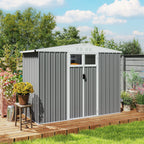 8 x 4 ft Metal Garden Shed, Garden Storage Shed with Window, 4 Vents and Lockable Door, Waterproof Galvanised Steel Tool Storage Shed Outsunny