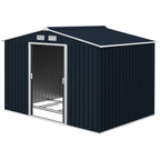 9 x 6ft Metal Bicycle Shed, Outdoor Storage Tool House with Ventilation Slots, Foundation Kit and Lockable Double Doors Outsunny
