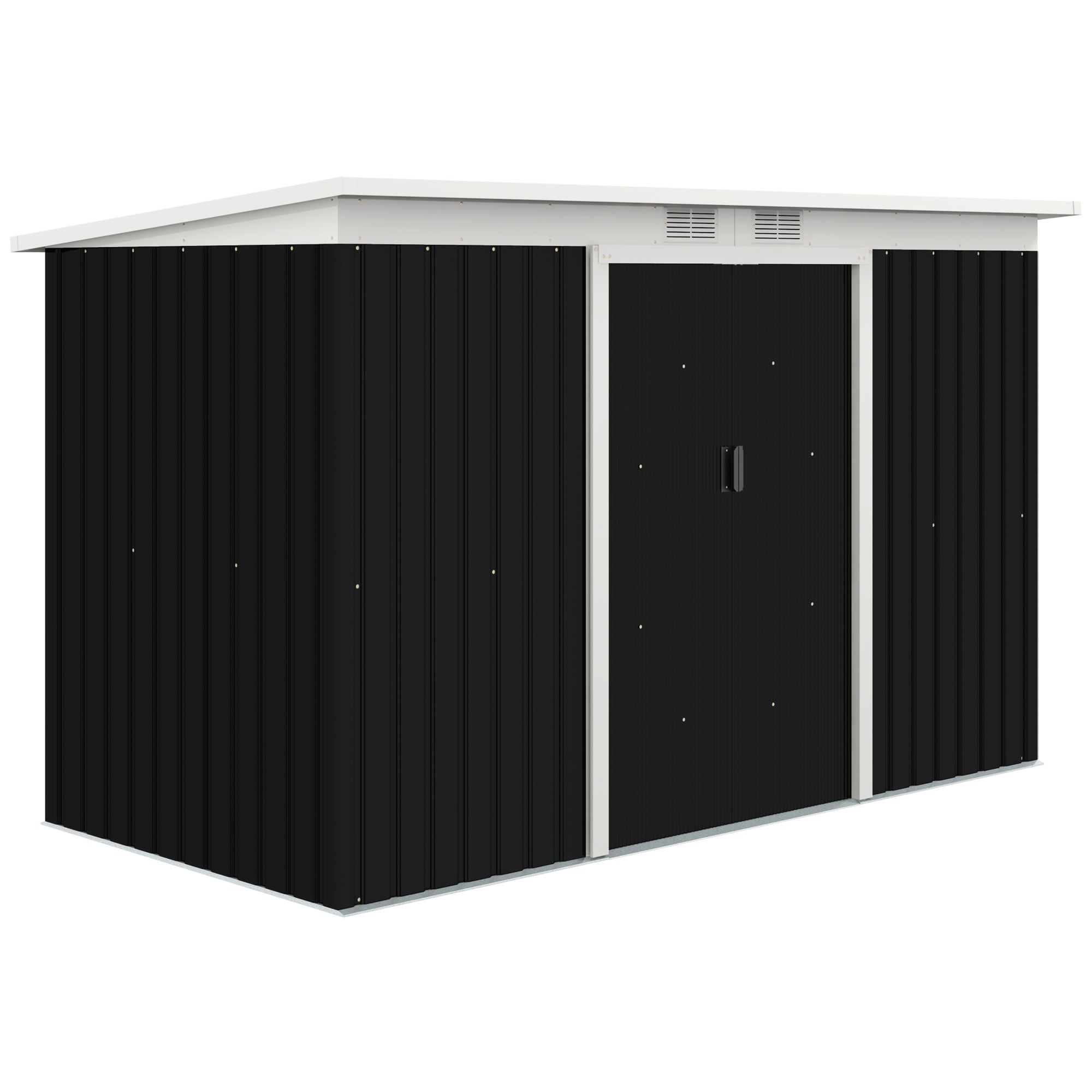 9ft x 4ft Metal Garden Shed, Outdoor Tool House with Foundation Kit, Ventilations and Double Doors Outsunny