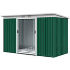 9ft x 4ft Metal Garden Shed, Outdoor Tool House with Foundation Kit, Ventilations and Double Doors Outsunny