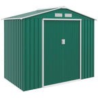 7 x 4ft Metal Garden Shed, Outdoor Storage Tool House with Ventilation Slots, Foundation Kit and Lockable Double Doors Outsunny